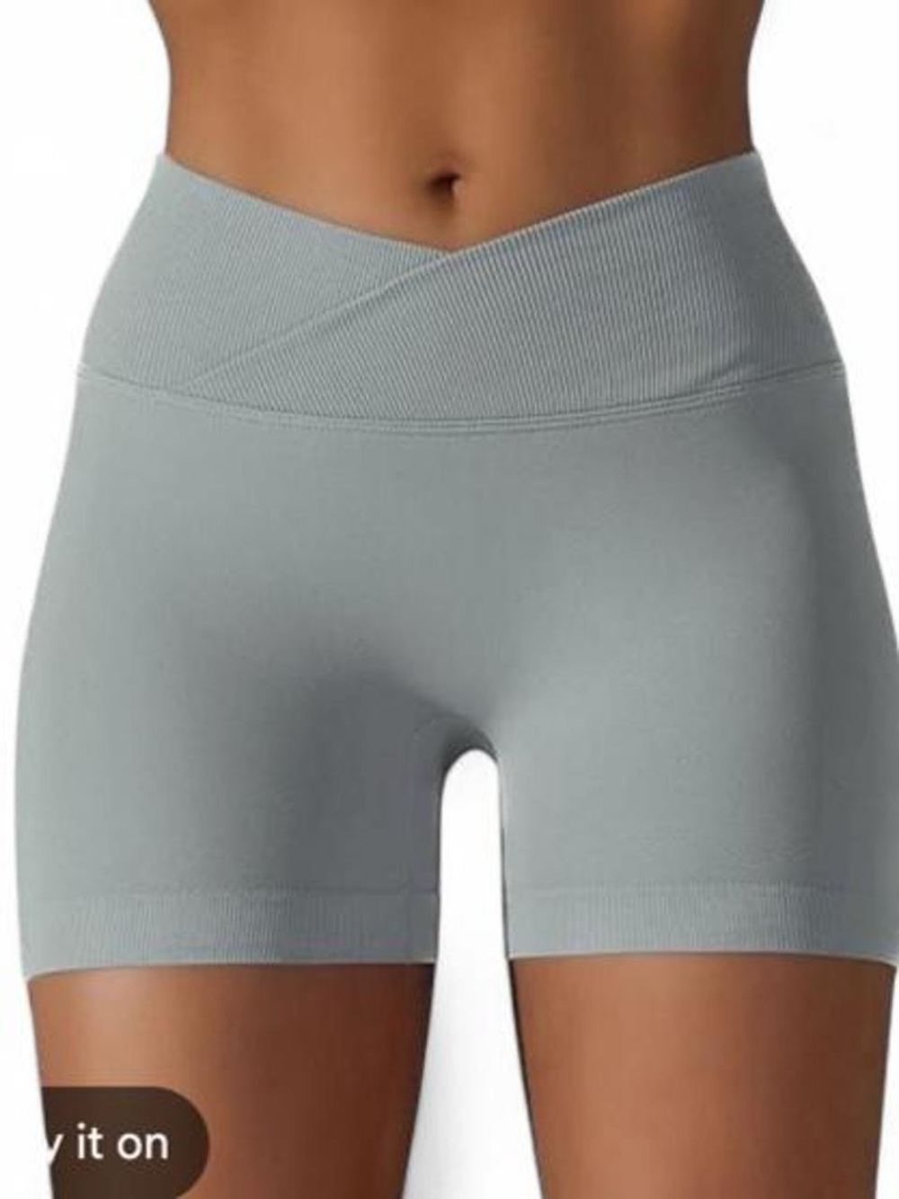 High-Waist Seamless Bike Shorts in Light blue